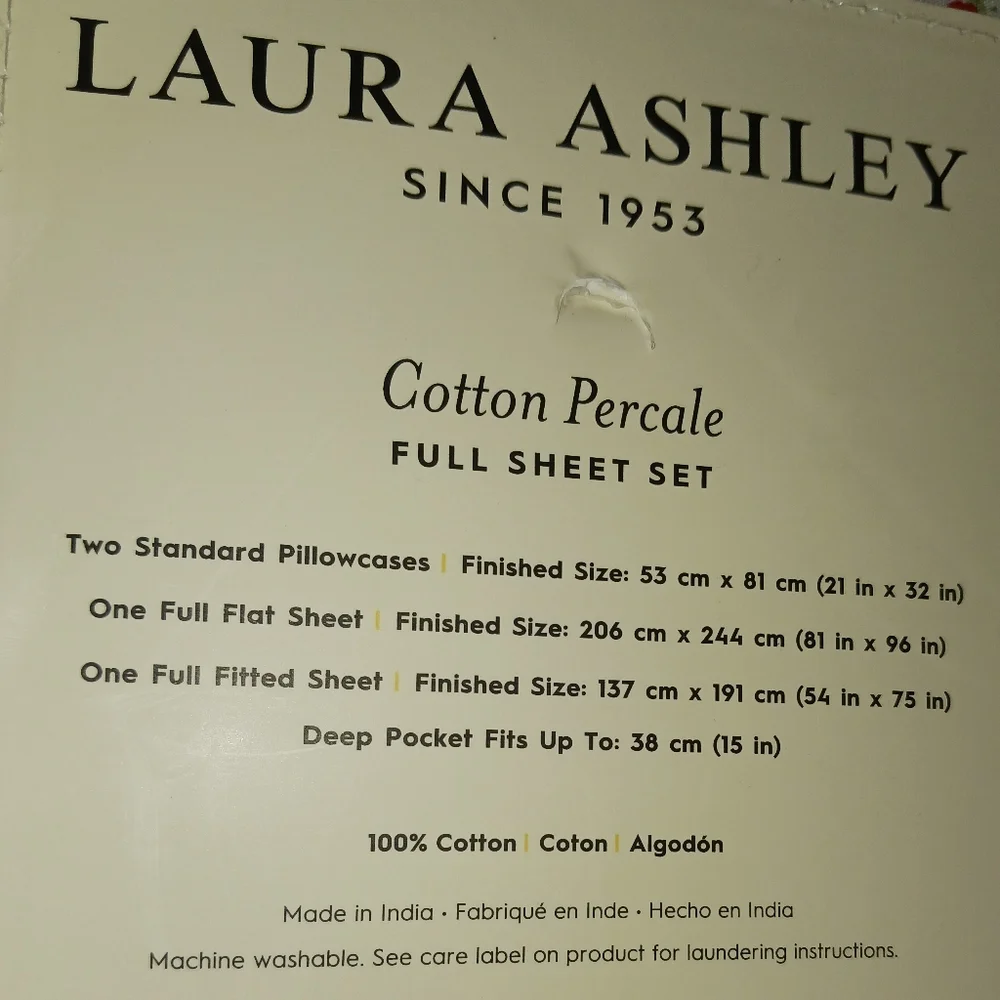 Laura Ashley Emogene Pink Floral Cotton Percale Sheet Set